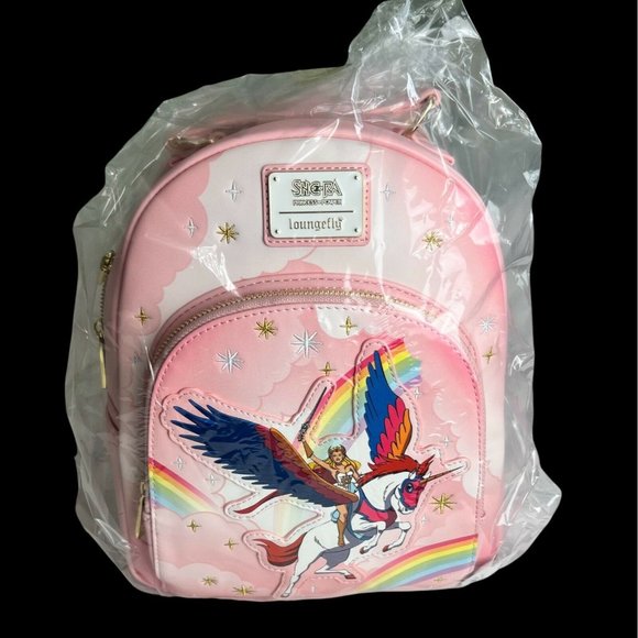 Lounge Fly Exclusive She-Ra Princess of Power Pink Rainbow Mini Backpack In Hand - Picture 2 of 7